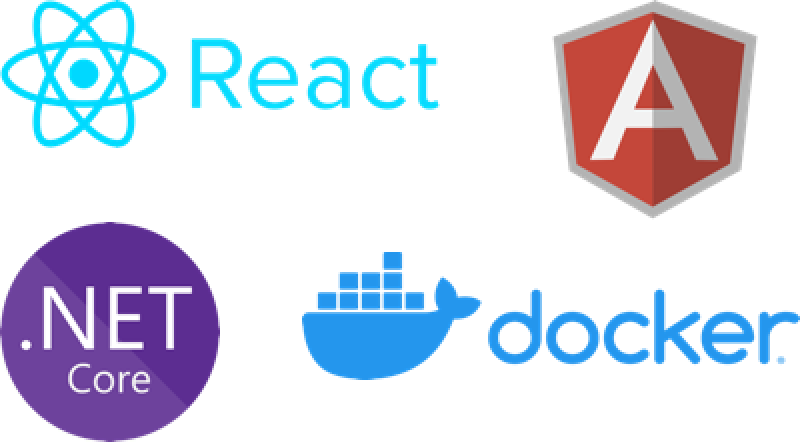 React, Angular, .NET Core, Docker